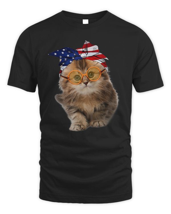 Cats 365 Funny Cute Cat American Flag USA 4th of July Cats T-Shirt