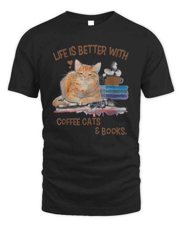 Cats 365 Life Is Better with Cats And Books Cat Book T-Shirt